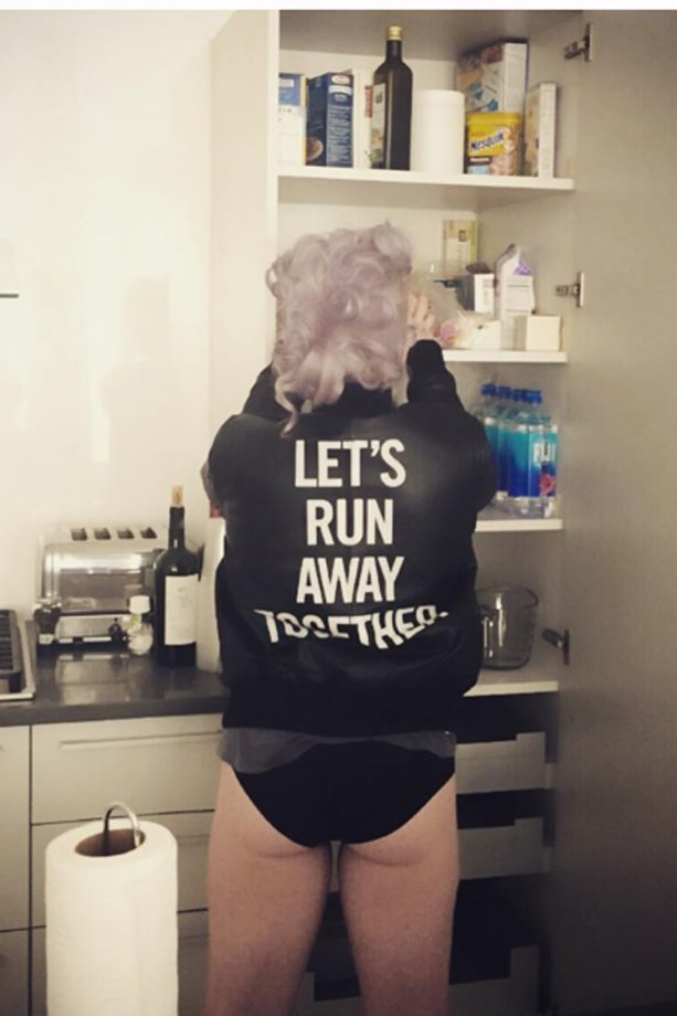 Kelly Osbourne Works A Leather Jacket And Knickers As She Raids The Food Cupboards, 2015