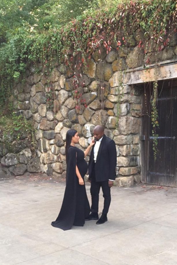 Kim Kardashian Nearly Upstages The Bride At A Friend's Wedding In A Dramatic Caped Valentino Dress, 2015