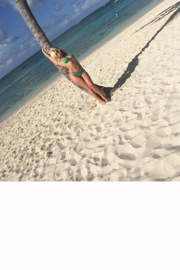 Lady Gaga Poses By A Palm Tree Whilst Relaxing In Barbados, 2015