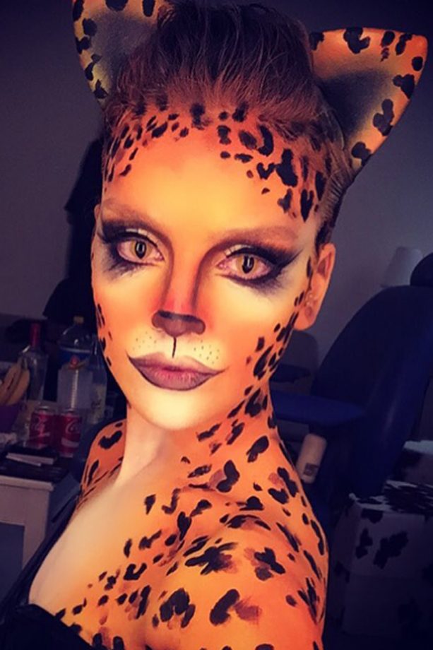 Perrie Edwards Gets Her Halloween Practice In Early And Transforms Into A Cheetah, 2015