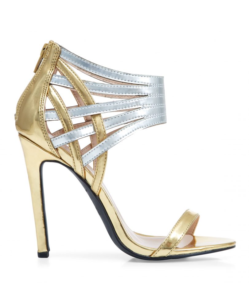 New Look Gold And Silver Cross Strap Heeled Sandals, £24.99