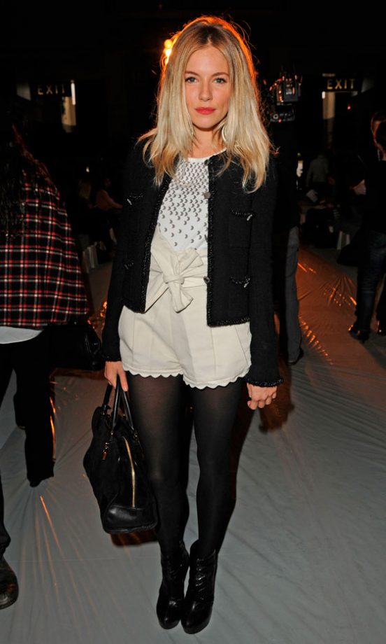Sienna Miller Looks Sweet In Ultra-Feminine Shorts By Chloe At Matthew Williamson's AW10 Show In London, February 2010