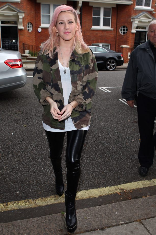 Ellie Goulding Wears Army Print To BBC Studios In London, 2012