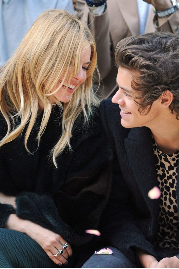 Harry Styles And Sienna Miller Share A Joke At The Burberry Prorsum Show At London Fashion Week, 2013