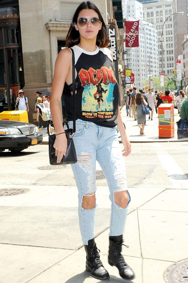 Kendall Jenner Does The Rock Chick Look Out And About In New York, 2014