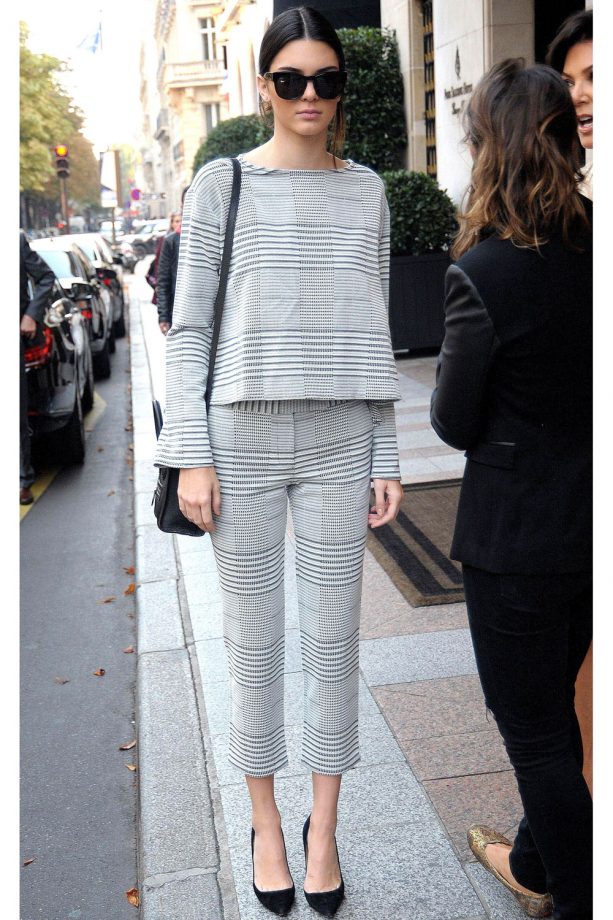 Kendall Jenner Works The Houndstooth Trend Out And About In Paris, 2014