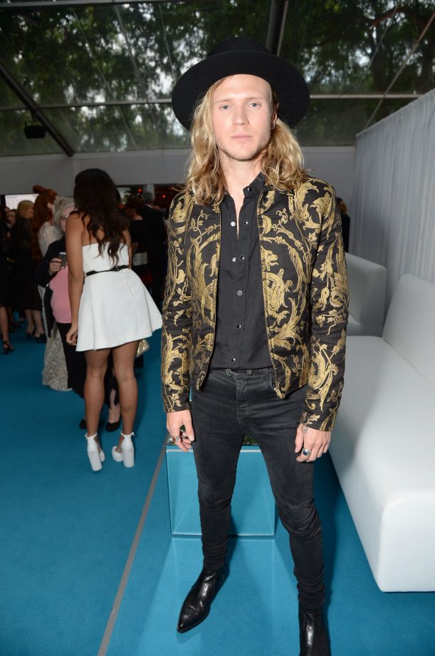 Dougie Poynter Wears An Embroided Gold Jacket To A Women Of The Year Awards, 2015