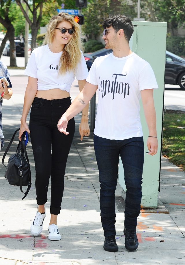 Gigi Hadid And Joe Jonas Sport Matching Monochrome Outfits, 2015