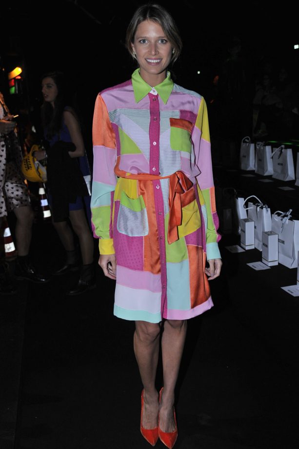 Helena Bordon Front Row At Moschino, 2015