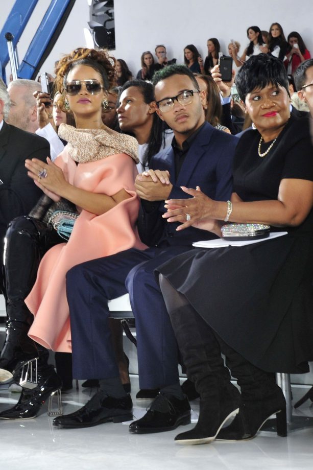 Rihanna, Brother Rajad And Mum Monica Front Row At Dior, 2015