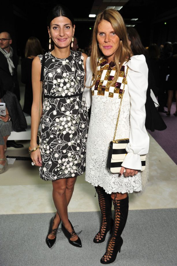 Giovanna Battaglia And Anna Dello Front Row At The Giambattista Valli Show