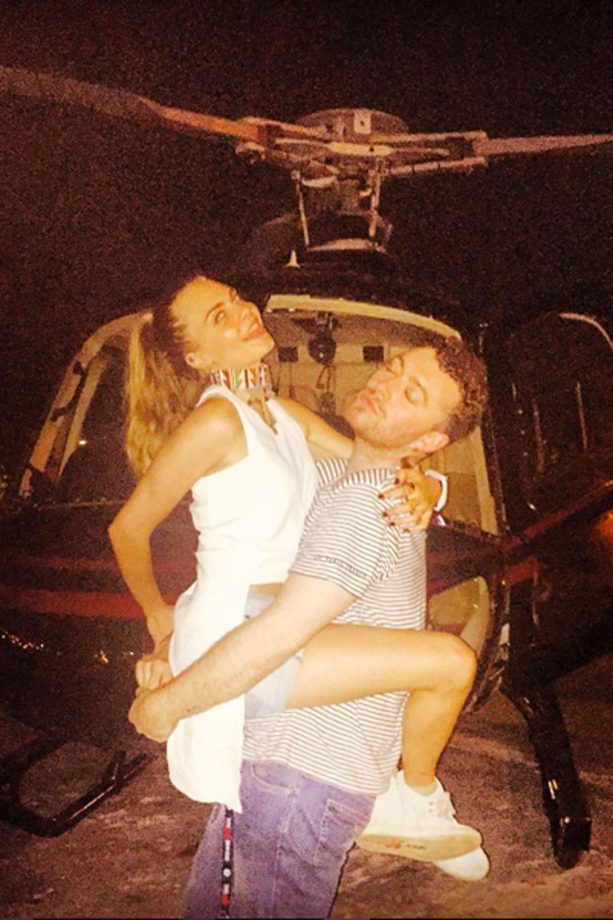 Sam Smith Fools Around With Cara Delevingne (And A Helicopter), 2015