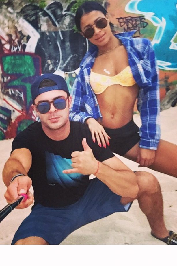 Zac Efron And Sami MirĂł Get Silly With A Selfie Stick On The Beach, 2015