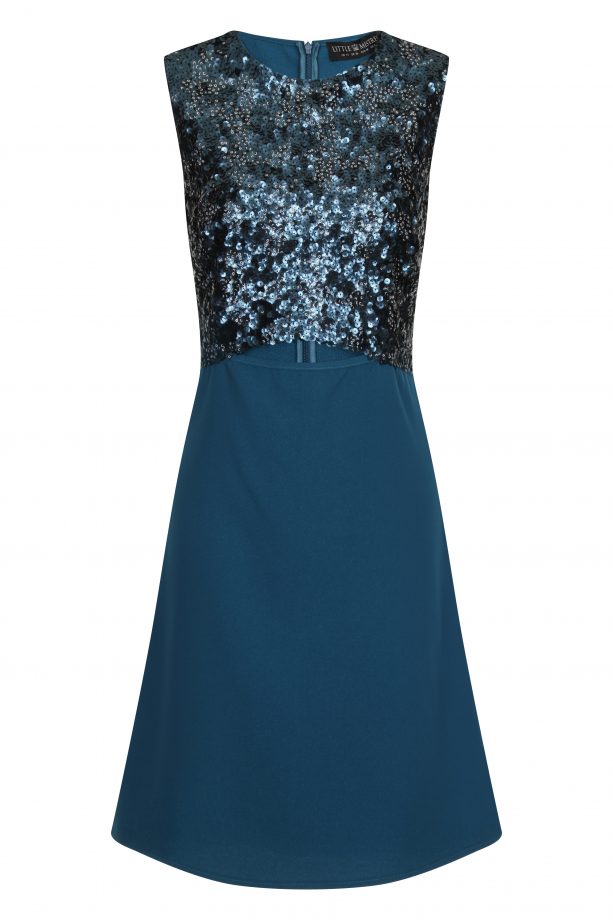 Little Mistress By LOOK Magazine Teal Sequin Embellished Cut-Out Dress, £55