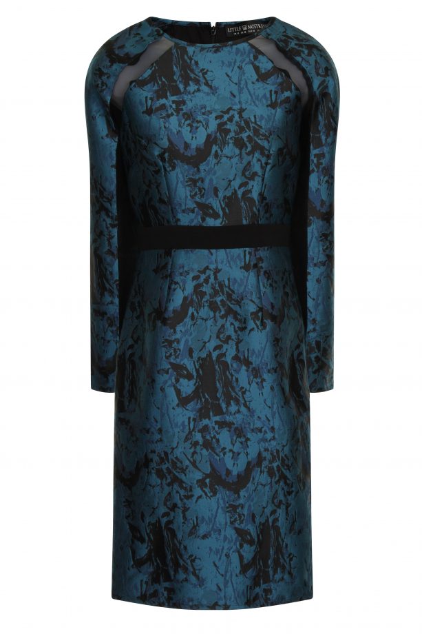 Little Mistress By LOOK Magazine Teal Jacquard Mesh Insert Dress, £75