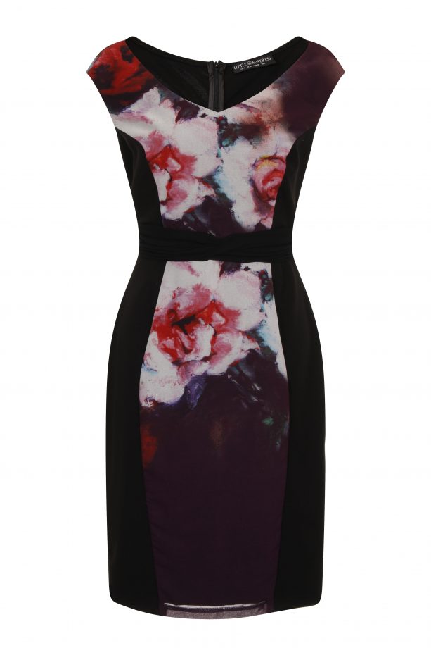 Little Mistress By LOOK Magazine Purple Rose Print Bandeau Bodycon Dress, £60