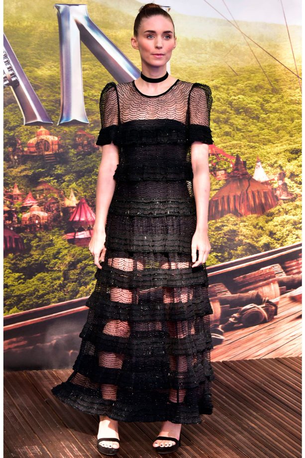 Rooney Mara Wears A Beaded Tiered Givenchy Dress To The 'Pan' Premiere In London, 2015
