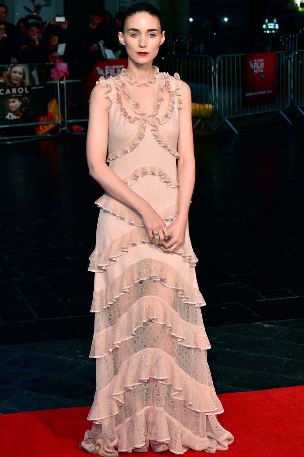 Rooney Mara Looks Elegant In An Alexander McQueen Layered Dress At The 'Carol' Premiere In London, 2015