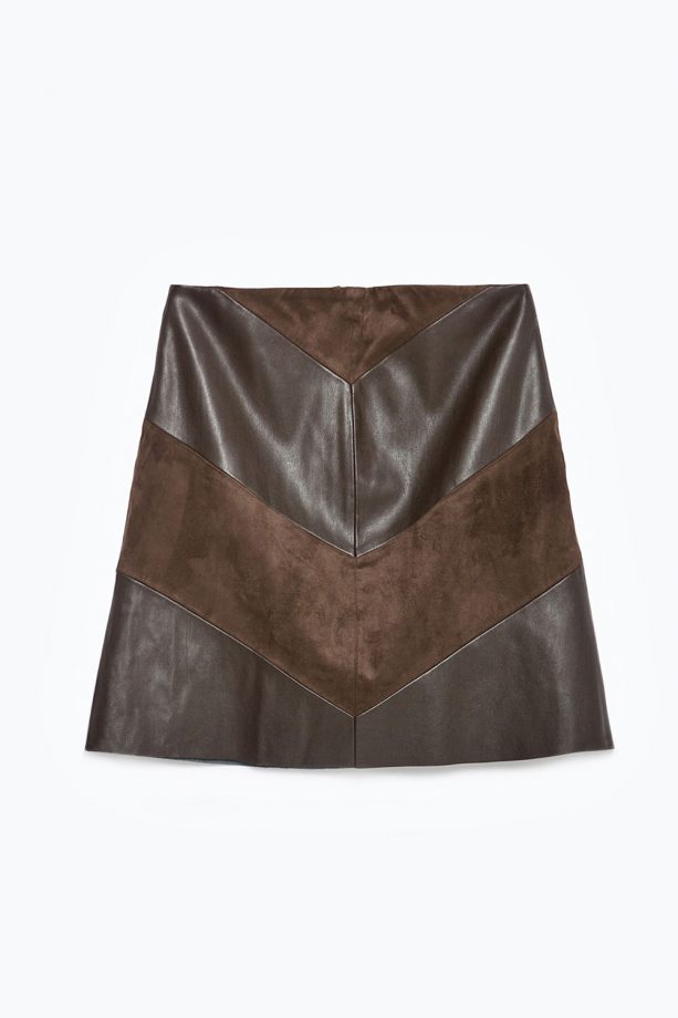 Zara Combined Suede Effect Skirt, £25.99