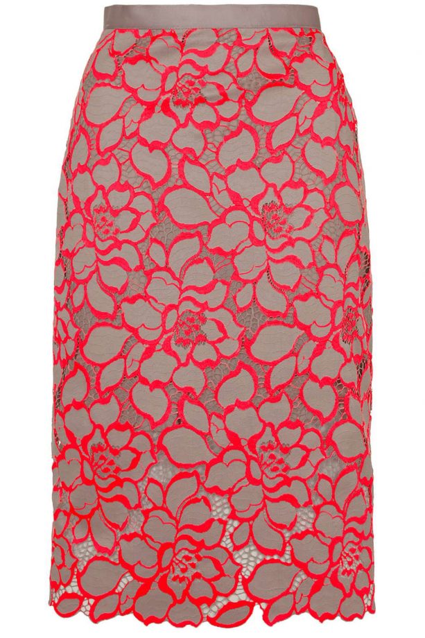 Topshop Fluroescent Lace Pencil Skirt, £65