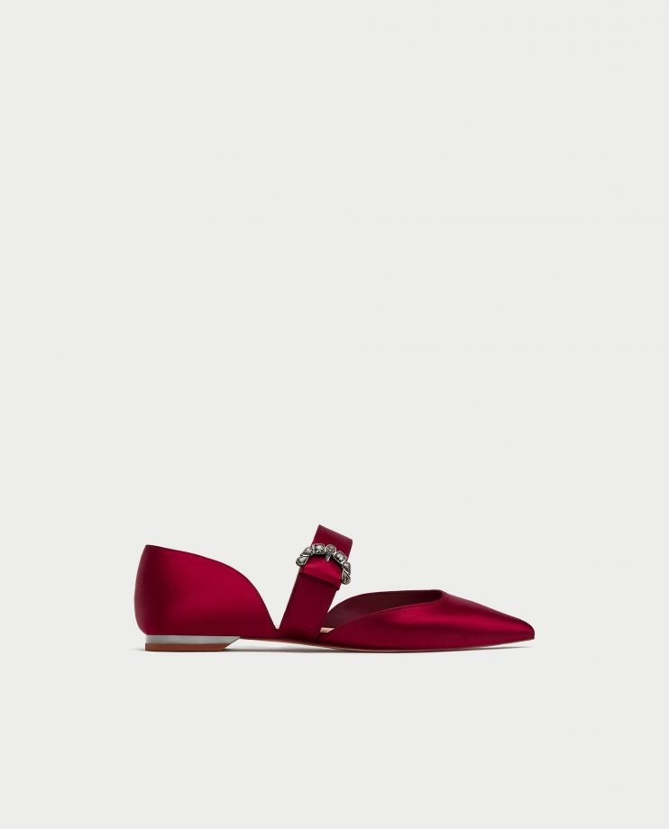 Red satin ballerinas, £25.99
