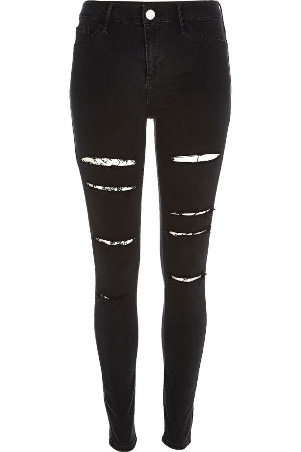 River Island Black Ripped High Waisted Molly Jeggings, £45