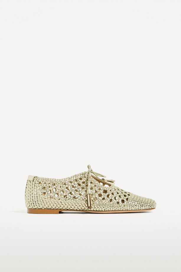 Zara Gold Woven Brogues, £45.99