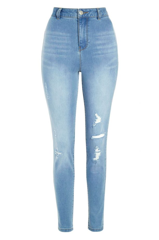 F+F Light Wash High Waisted Ripped Skinny Jeans, £18