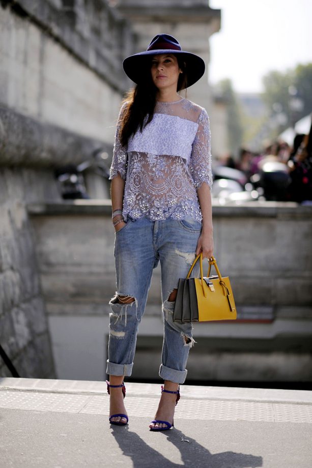 Sofia Guellatty embraces the distressed boyfriend at Paris Fashion Week - 2014