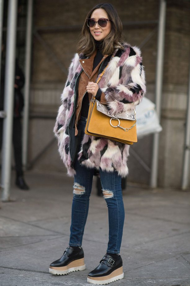 Aimee Song nails a ripped skinny jean at NY Fashion Week - 2015