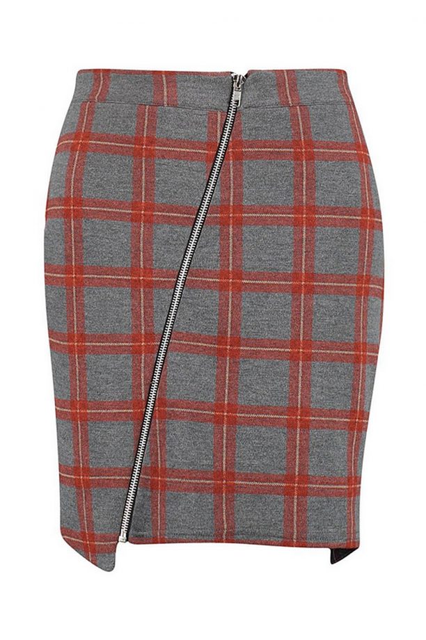 Boohoo Dora Checked Zipper Front Mini Skirt, £10