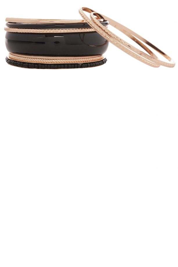 Rose Gold And Black Enamel Bangle Stack, £2