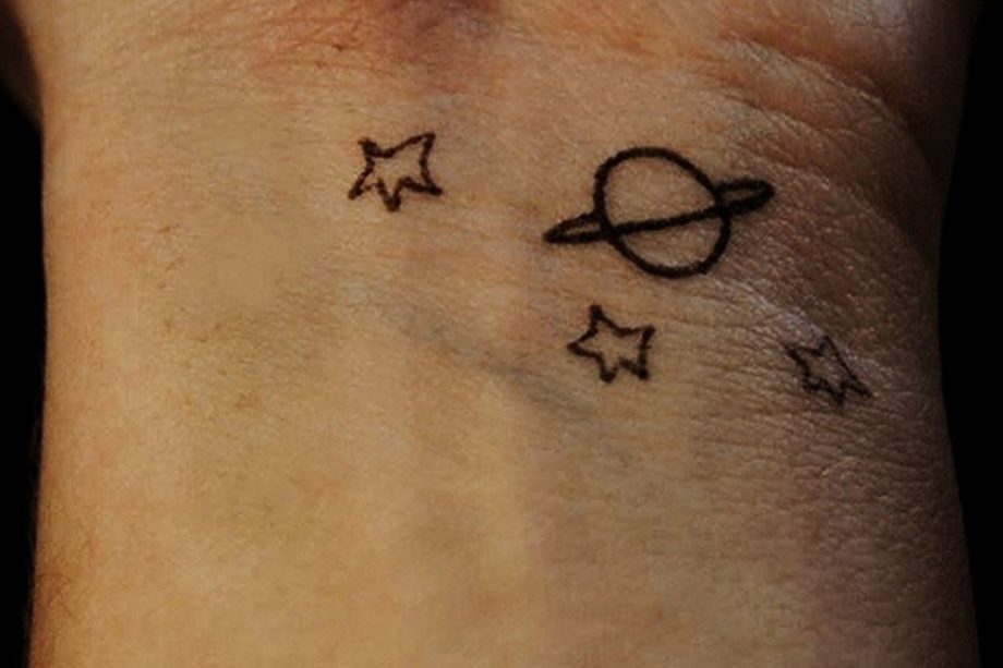 Stars And Planet Wrist Tattoo