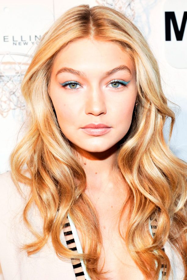 Gigi Hadid Adds A Hint Of Electric Blue To Her Otherwise Natural Makeup Look, 2015