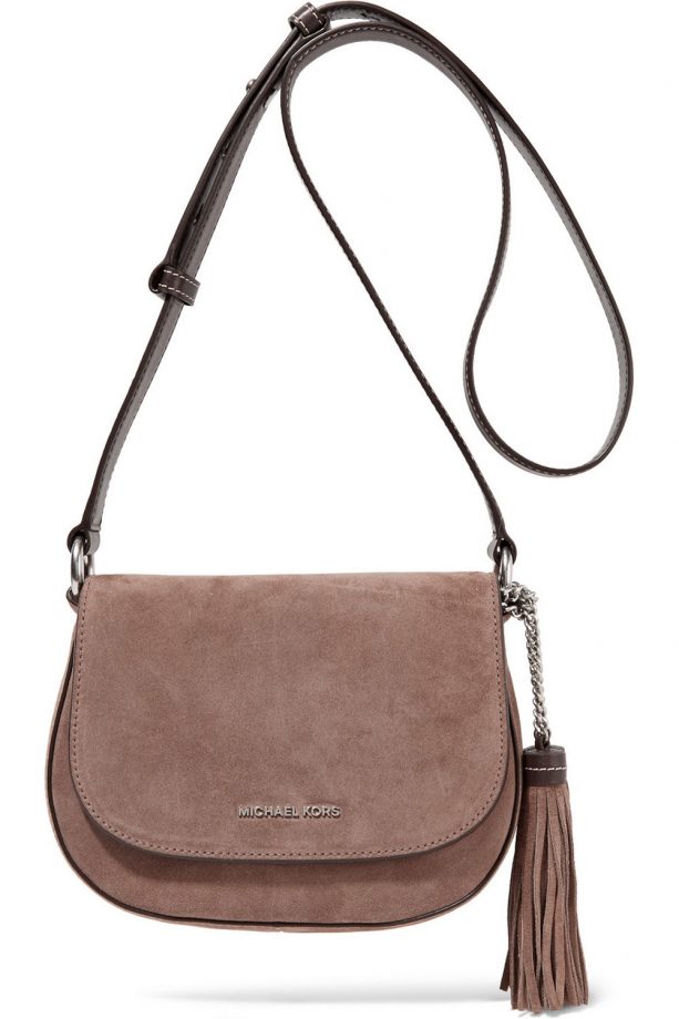 Michael Kors Elyse Medium Suede And Leather Shoulder Bag, £240