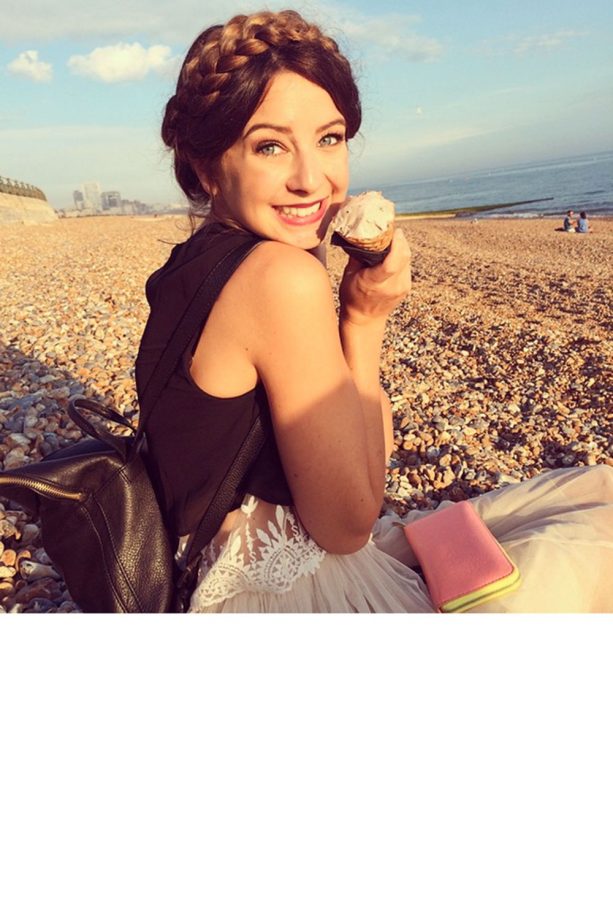 Zoella Looks Angelic With A Braided Crown Updo, 2014