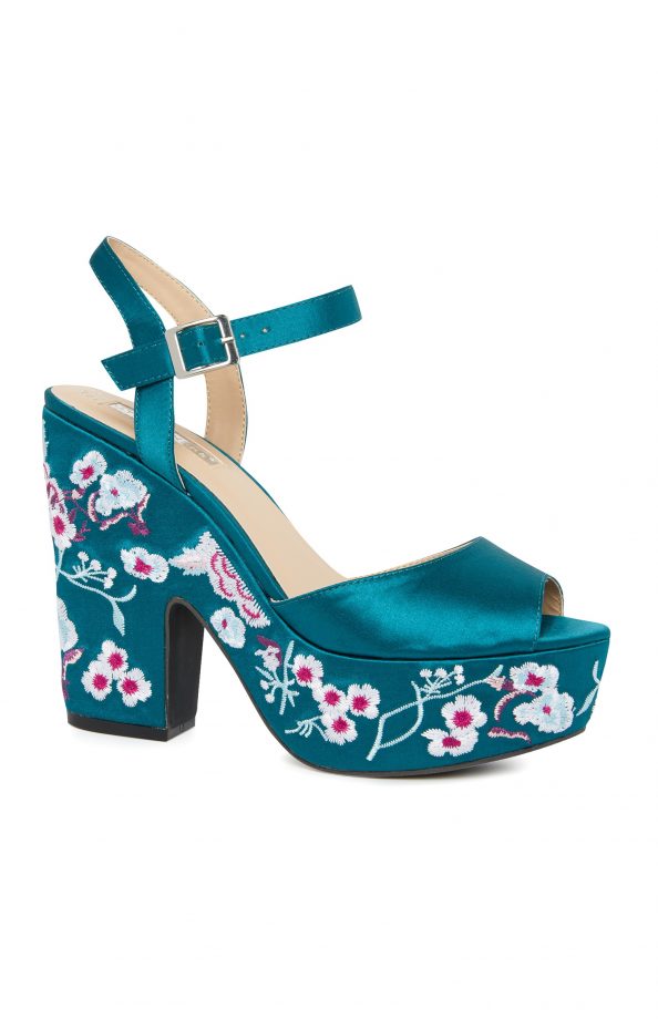 Primark Teal Embroidered Platform Sandals, £18