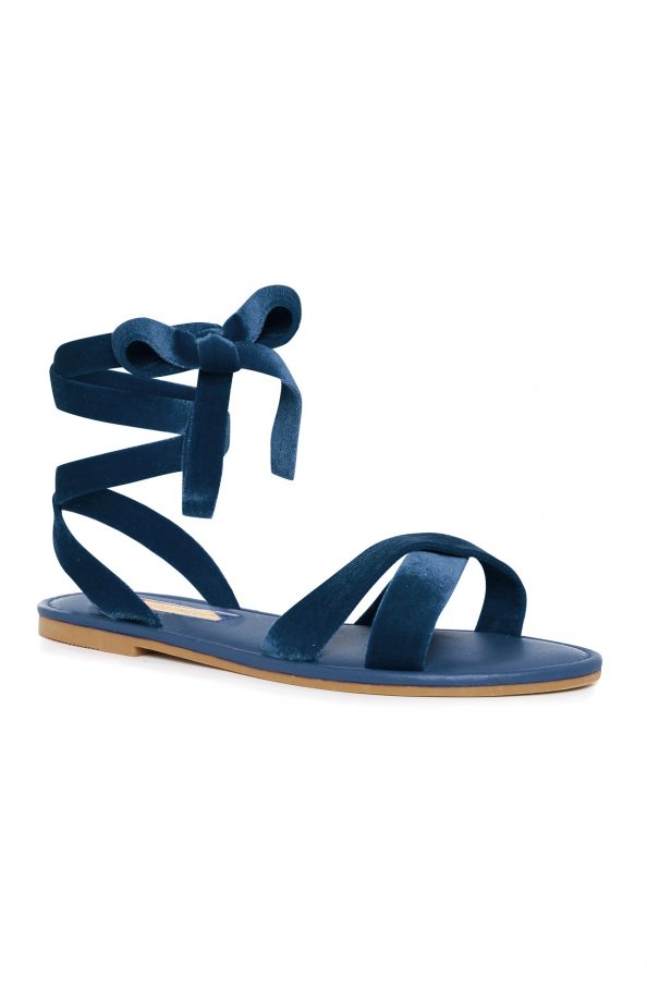 Primark Teal Velvet Strap Up Sandals, £4