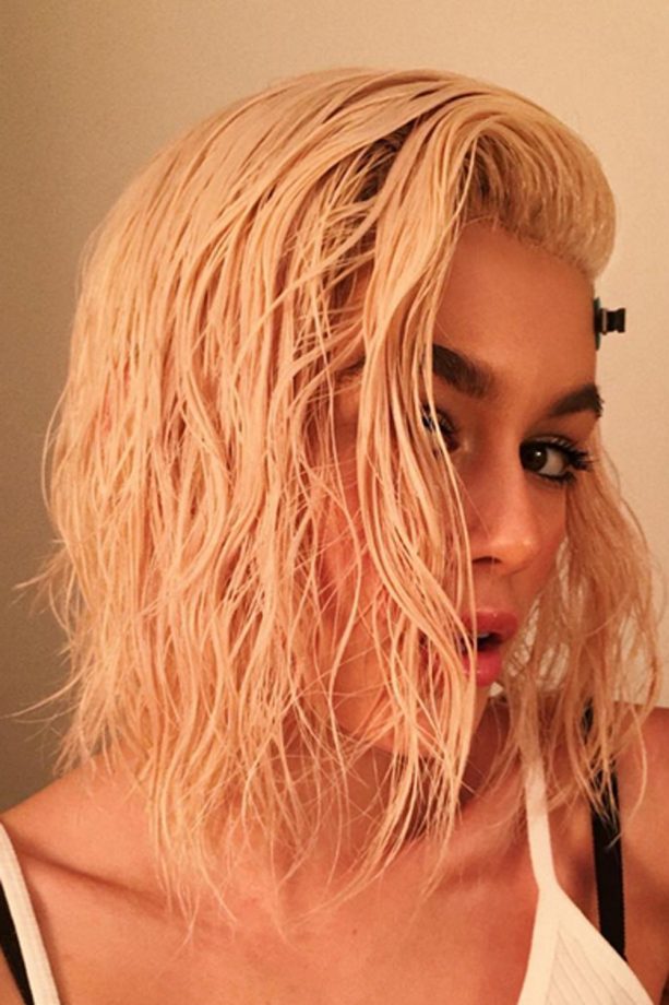 Kaia Gerber Swaps Her Long, Glossy Brown Tresses For A Peroxide Blonde Wig (Yep, It's Fake), 2016