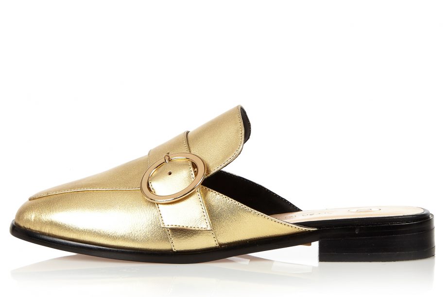 River Island Gold Backless Loafers, £50