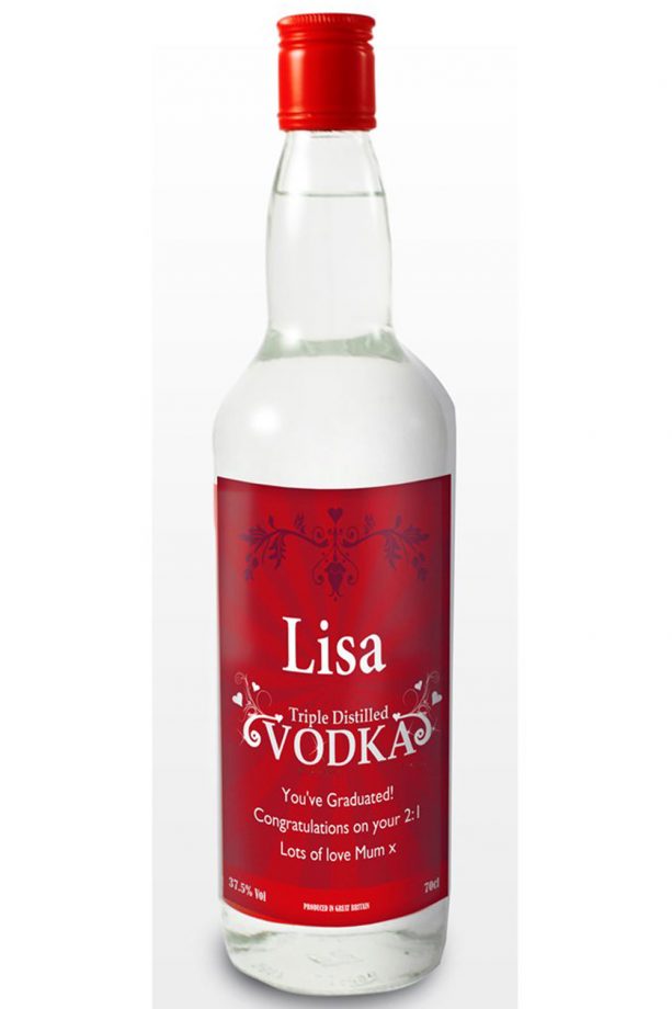 Personalised Vodka Bottle, Findmeagift.com, £24.99