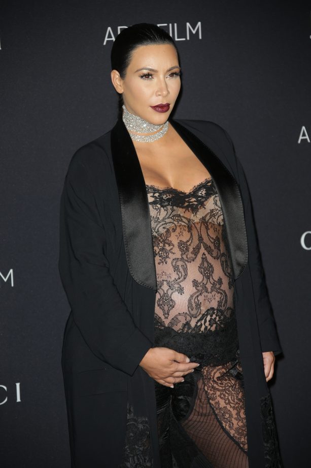 Kim Kardashian West In A Very Bold, Sheer Maternity Gown, 2015