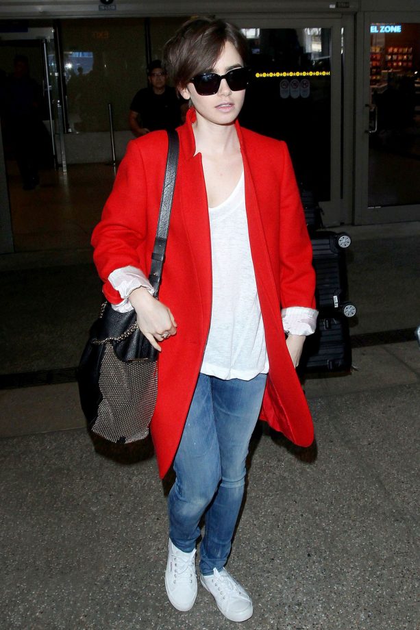 Lily Collins At LAX Airport, Los Angeles, 2015