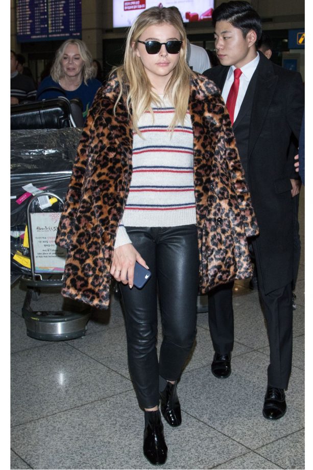 Chloe Grace Moretz Working A Print Clash At Incheon International Airport, Seoul, South Korea, 2016
