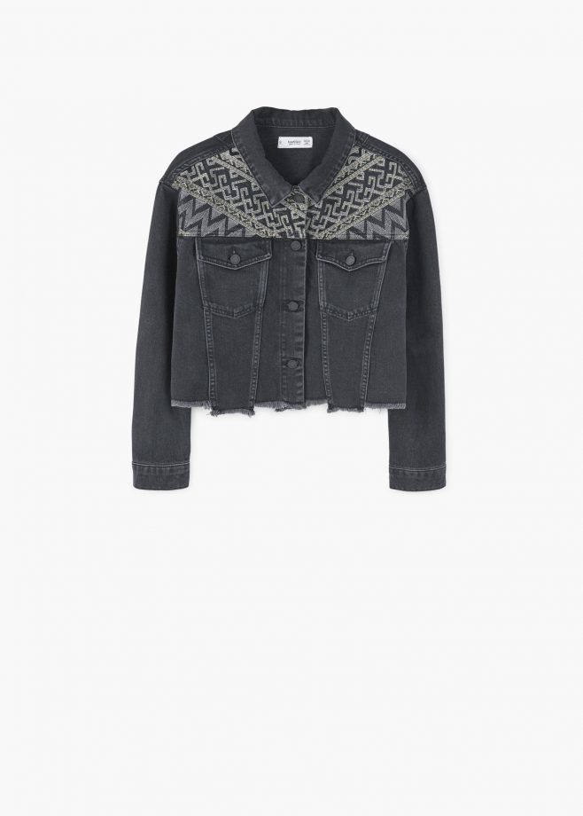 Mango Black Embroidered Denim Jacket, £59.99