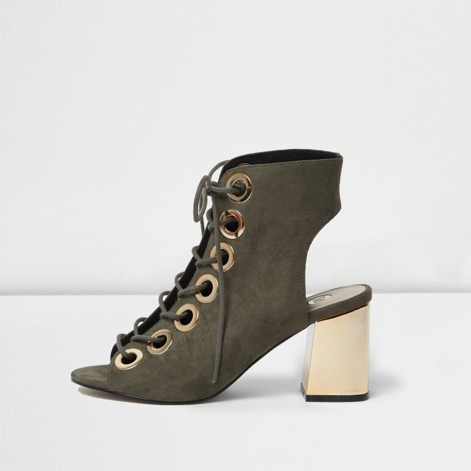 Khaki Lace Up Heels, £45, River Island