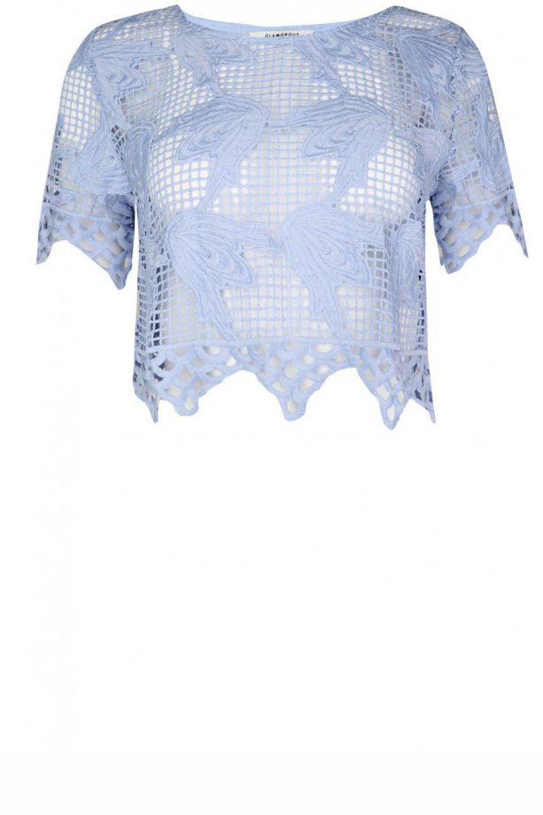 LOOK x Glamorous Dusty Blue Crochet Top, £30