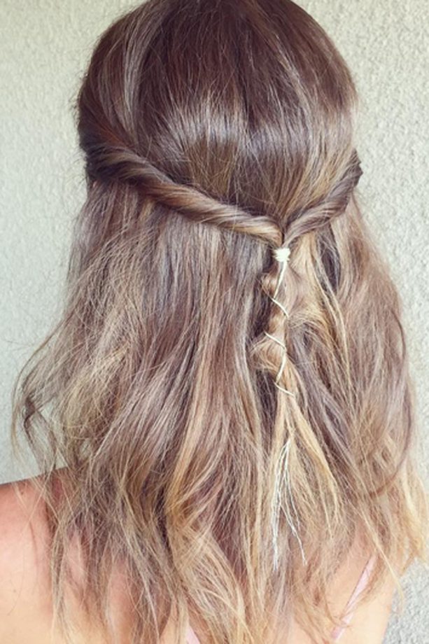 Millie Mackintosh Works A Twisted Half Ponytail With A Dainty Ribbon Weave, 2016