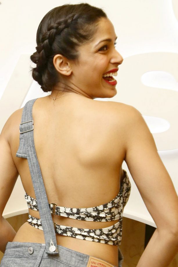 Freida Pinto Rocking A Braided Bun At Coachella, 2016