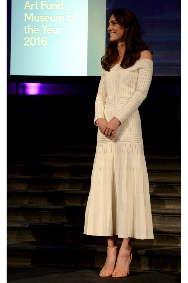 Kate Middleton Embraces The Off-The-Shoulder Trend In Cream Barbara Casasola